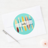 Vintage Longboards Runder Aufkleber (Umschlag)