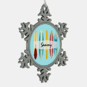 Vintage Longboards Schneeflocken Zinn-Ornament (Links)