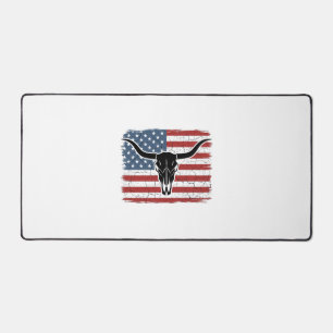 Vintage-Longhorn-Schädel-amerikanische-Flagge-Vekt Schreibtischunterlage