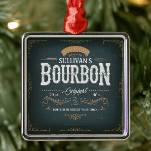 Vintage-Look ADD NAME American Bourbon Whiskey Bar Ornament Aus Metall