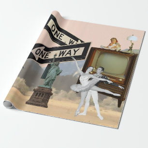 Vintage-Look amerikanische Collage Geschenkpapier