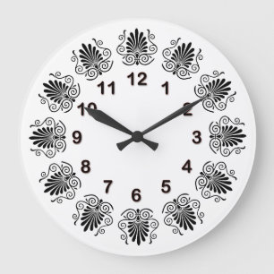 Vintage Look Art Deco Plume Black White DIY Dial Große Wanduhr