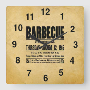 Vintage Look BBQ Restaurant Clock Quadratische Wanduhr