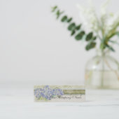 Vintage-Look Blaue Hortensien-Blumen-Swirlen Mini Visitenkarte (Stehend Vorderseite)