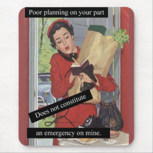 Vintage Look Busy Woman Multitasking Emergency Mousepad