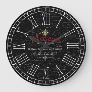 Vintage-Look Französisch Personalisieren Große Wanduhr