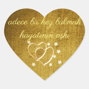 Vintage-Look Gold verwendet. Vintage Art Heart Auf Herz-Aufkleber