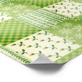 Vintage Look Green and Ecru Patchwork  Poster (Ecke)