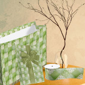 Vintage Look Green Yellow Ecru Patchwork  Satinband