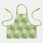 Vintage Look Green Yellow Ecru Patchwork  Schürze (Vorderseite)