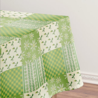 Vintage Look Green Yellow Ecru Patchwork  Tischdecke