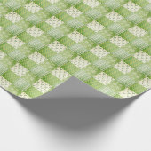 Vintage-Look Grün Gelb Ecru Patchwork Geschenkpapier (Ecke)
