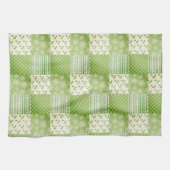 Vintage-Look Grün Gelb Ecru Patchwork  Geschirrtuch (Horizontal)