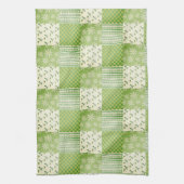Vintage-Look Grün Gelb Ecru Patchwork  Geschirrtuch (Vertikal)