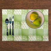 Vintage-Look Grün Gelb Ecru Patchwork  Schürze