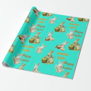 Vintage-Look Individuell anpassbarer Osterhase Süß Geschenkpapier