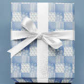 Vintage-Look Jeansblau Cremeweiß Patchwork Geschenkanhänger