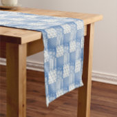Vintage-Look Jeansblau Cremeweiß Patchwork Tischdecke