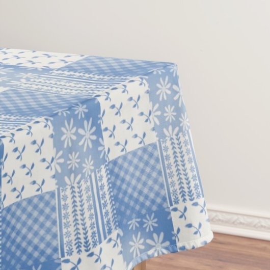 Vintage-Look Jeansblau Cremeweiß Patchwork Tischdecke