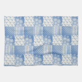 Vintage-Look Jeansblau Cremeweißes Patchwork Geschirrtuch (Horizontal)