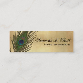 Vintage-Look Pfauenfedern Elegant Schlank Mini Visitenkarte