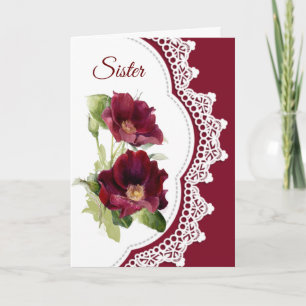 Vintage-Look rote Rosen Blumen zum Geburtstag der Karte