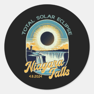 Vintage-Look Totale Sonnenfinsternis Niagara Falls Runder Aufkleber