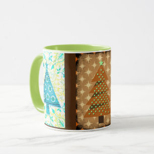 Vintage-Look Weihnachtsbäume Kunstbecher Tasse