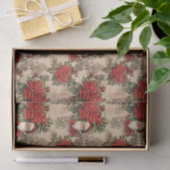Vintage Looking Santa & Poinsettia Flower Pattern Seidenpapier (Geschenk)