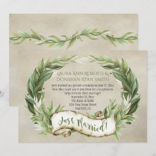 Vintage Lorbeer-Kranz-Banner Empfang nur Einladung