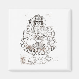 Vintage Lord Ganesha T-Shirt Hindu Hinduismus Yoga Magnet