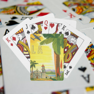 Vintage Los Angeles, Kalifornien Mission mit Palme Spielkarten