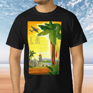 Vintage Los Angeles, Kalifornien Mission mit Palme T-Shirt