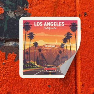 Vintage Los Angeles Kalifornien Quadratischer Aufkleber