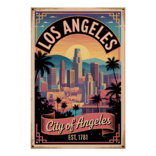 Vintage Los Angeles Kalifornien Stadt der Engel Poster