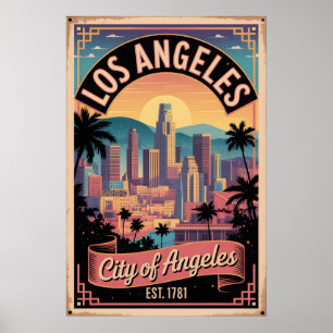 Vintage Los Angeles Kalifornien Stadt der Engel Poster