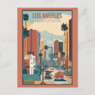 Vintage Los Angeles Kalifornien Stadt-Silhouette R Postkarte