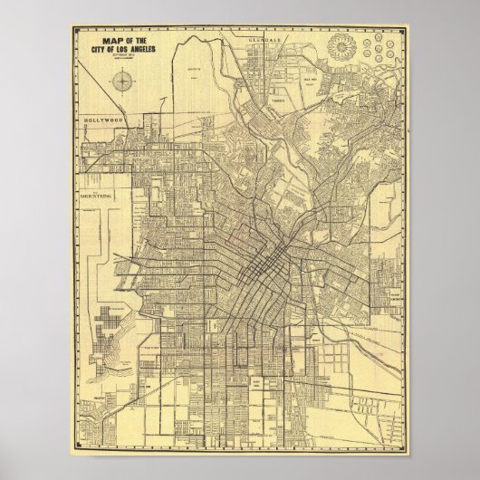 Vintage Los Angeles Map Poster 1914 (Vorne)