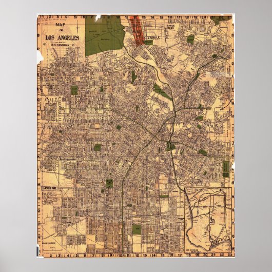 Vintage Los Angeles Map Poster 1924 (Vorne)