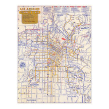 Vintage Los Angeles Map Poster 1946