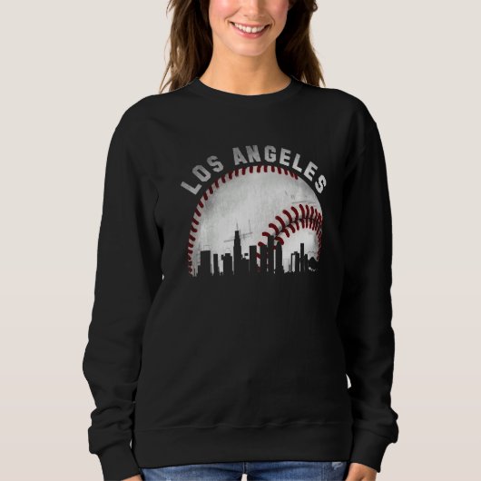 Vintage Los Angeles Skyline City Baseball Sweatshirt (Vorderseite)
