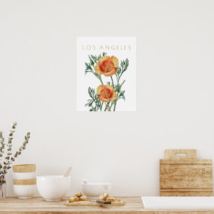 Vintage Los Angeles Staat Blume Reise Mitte Jahrhu Poster