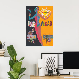Vintage-Los Vegas-Glücksspiel-Reiseplakat-Kunst Poster
