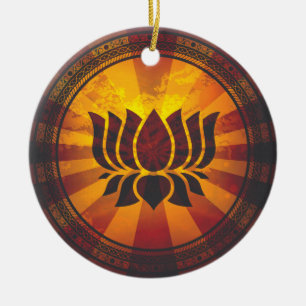 Vintage Lotos-Blume Keramik Ornament