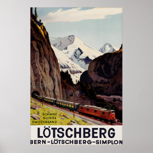 Vintage Lotschberg Schweiz Eisenbahnplakat Bern Poster