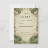 Vintage-Lotus-Botanik RSVP Karte (Vorderseite)