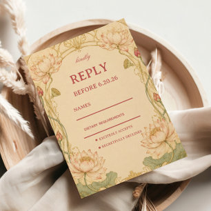 Vintage Lotus Botanisch Elegant RSVP Karte