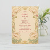 Vintage-Lotus Botanisch Romantisch Einladung (Stehend Vorderseite)