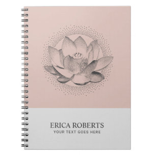 Vintage Lotus Flower illustration Blush Pink Notizblock