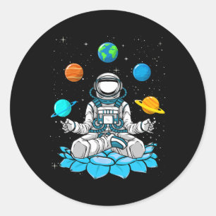 Vintage Lotus Meditation Astronaut Zen Yoga Planet Runder Aufkleber